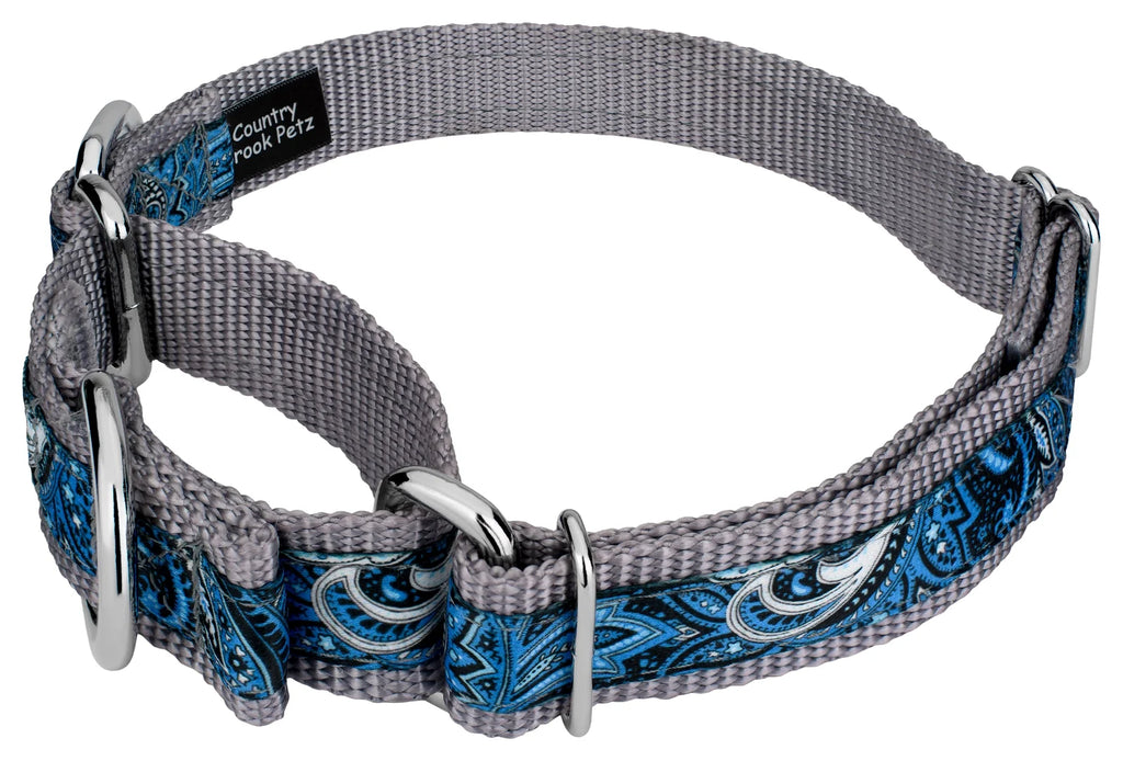 Blue Paisley Martingale Dog Collar N7124