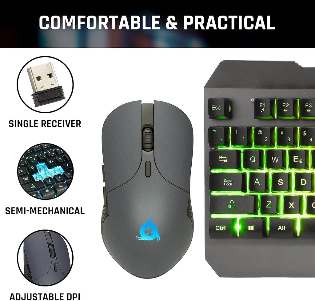 Wireless Keyboard and Mouse Set with Backlit Gaming Keyboard N919243