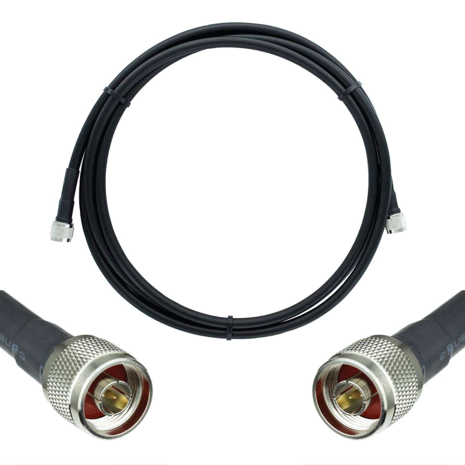 50-ohm N-Male to N-Male Black Coax Cable, 60ft, Pack of 2 P803720