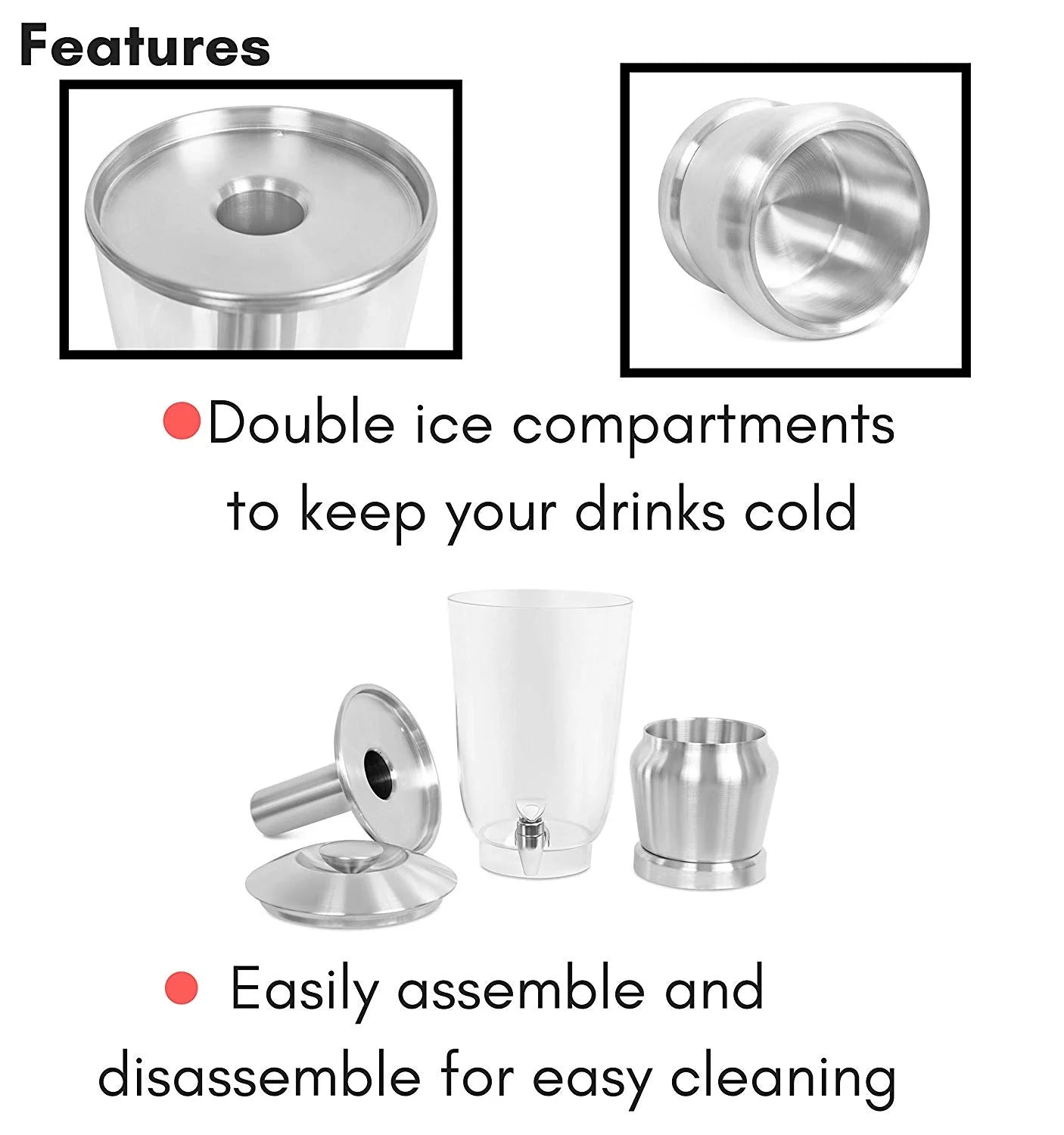 1.5 Gallon Stainless Steel Beverage Dispenser with Ice Container, Stand & Spigot I532