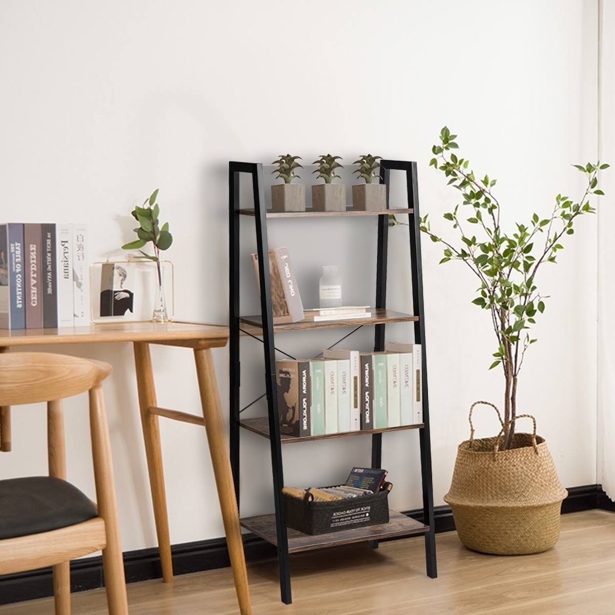 4-Tier Ladder Storage Rack Bookcase B118