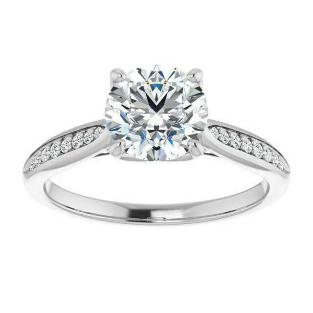 18K White Gold Plated Moissanite Solitaire Engagement Ring H320