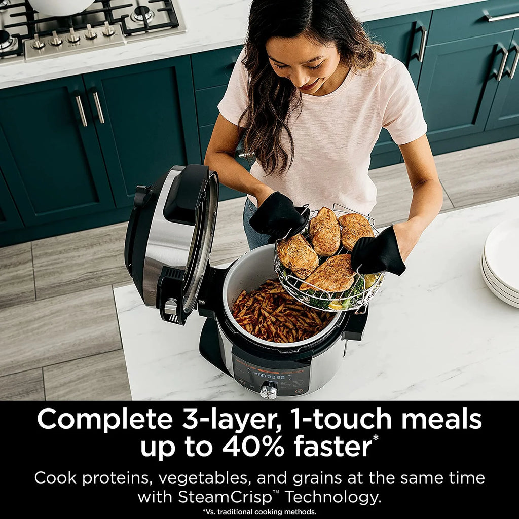 Open Box 8 Qt Pressure Cooker Steam Fryer with SmartLid Silver Q6066