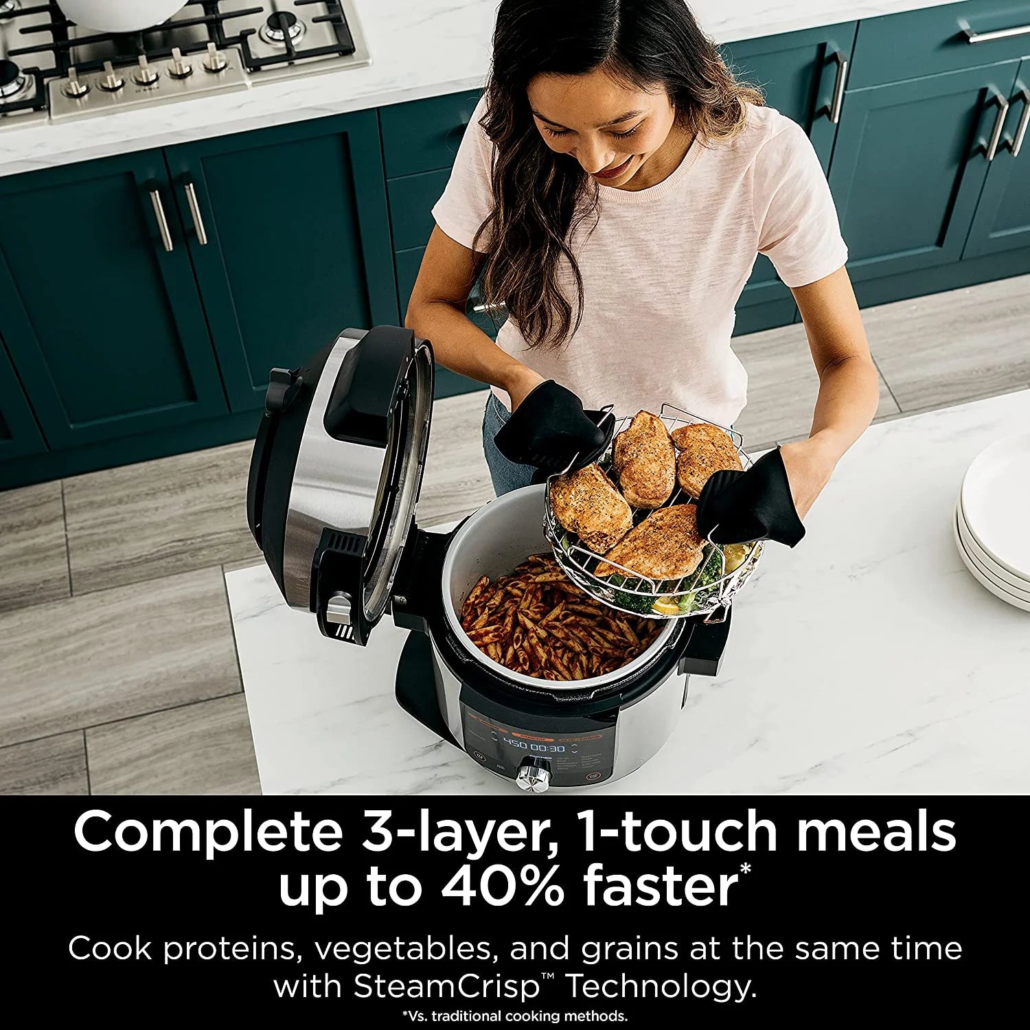 Open Box 8 Qt Pressure Cooker Steam Fryer with SmartLid Silver Q6066