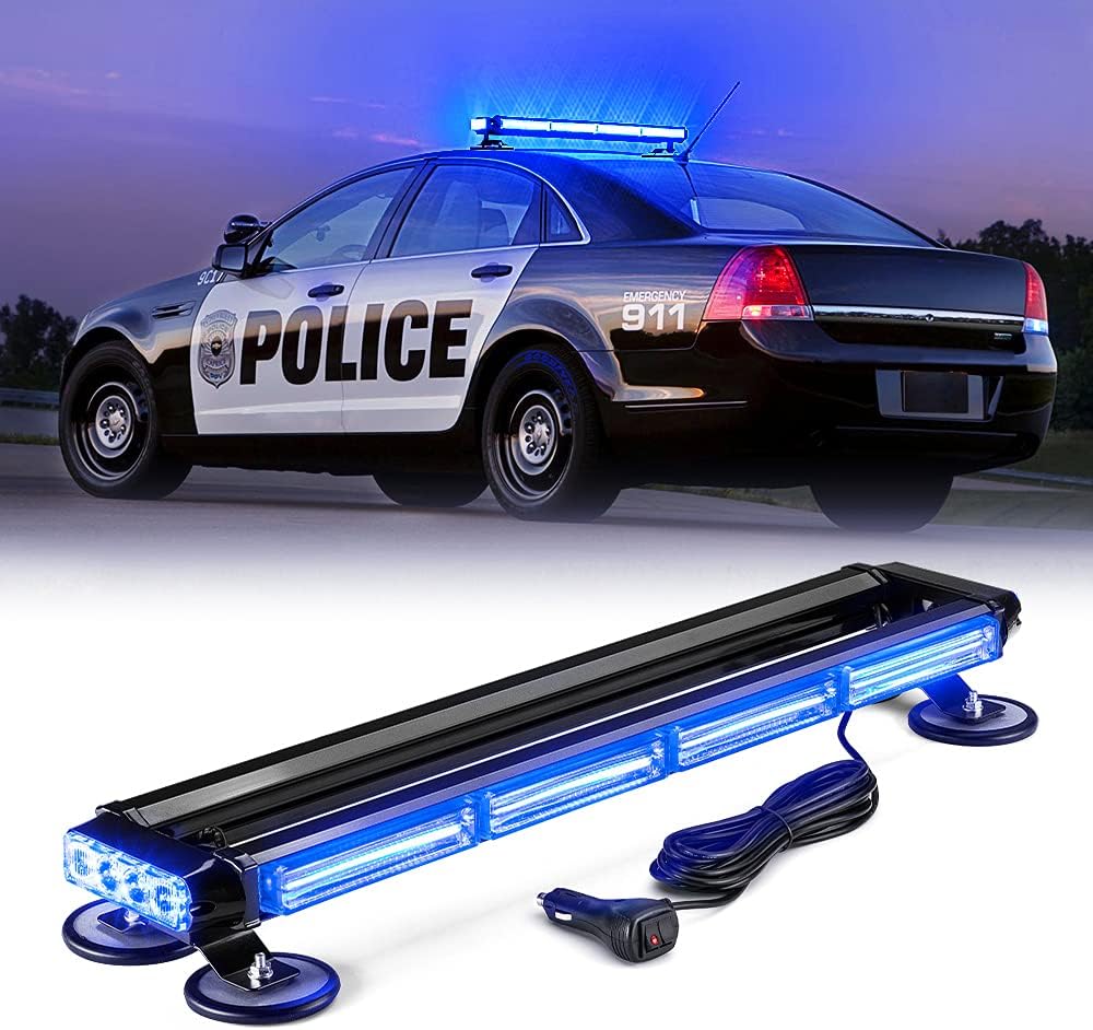 White Amber COB LED Rooftop Strobe Light Bar Double Side 26 High Visibility Emergency Hazard Warning Beacon Lights w/Magnetic Base C458711