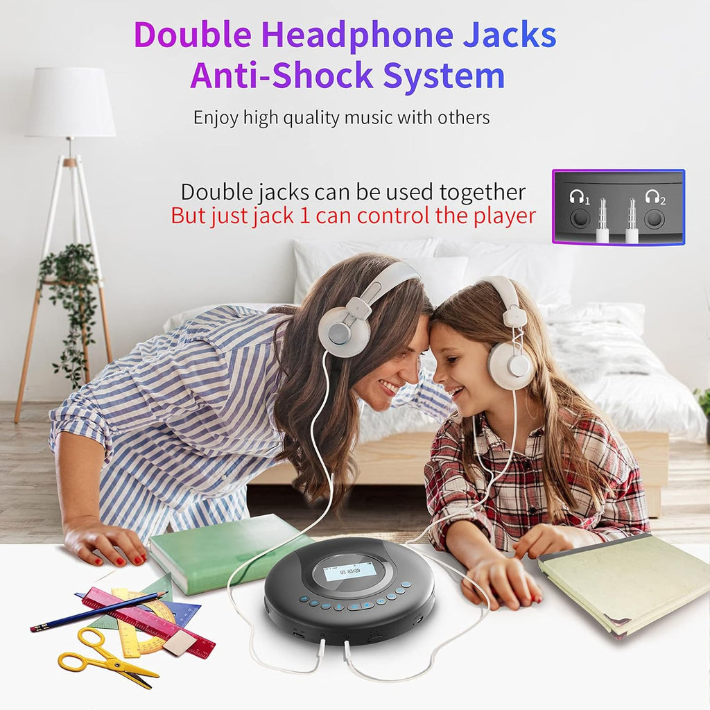 Pack of 2 Portable Bluetooth CD Player with LCD Screen P478038