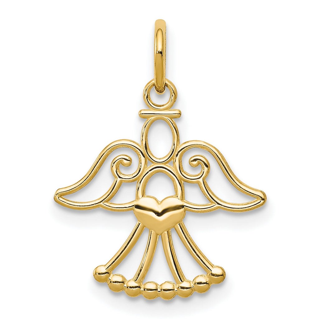 14k Yellow Gold Angel With Heart Pendant P733643