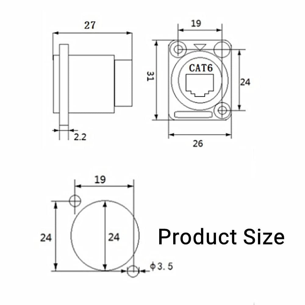 10 Pack Shielded RJ45 Panel Mount Ethernet Connector O729