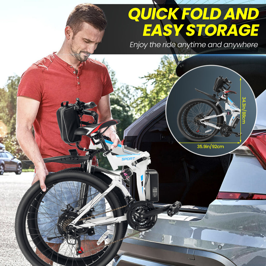Folding Electric Mountain Bike with Removable Lithium-Ion Battery W84091