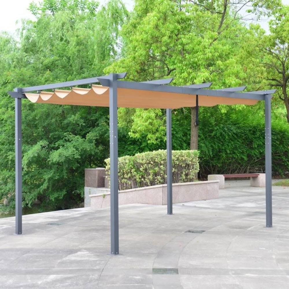 Sand Aluminum Retractable Canopy Pergola N39617
