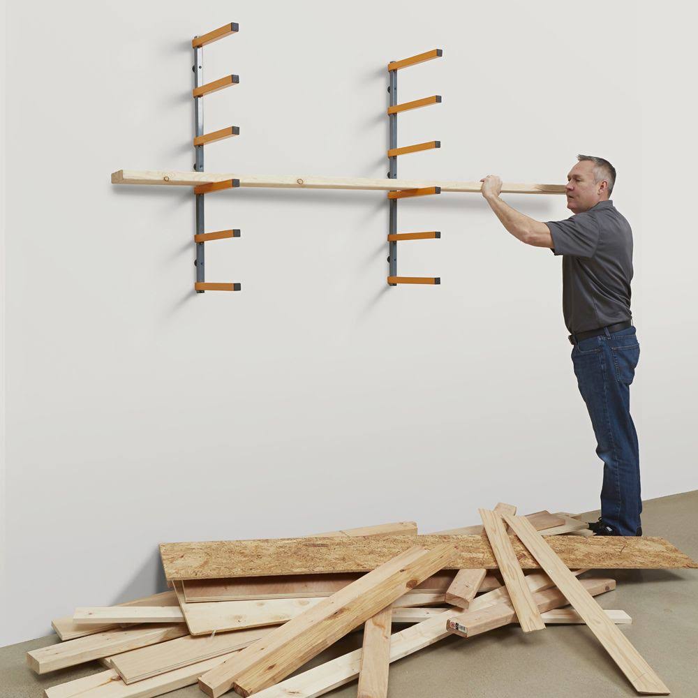 6 Shelf Wall Mount Lumber Storage Rack 600 Pound Capacity 4 Pack V61232