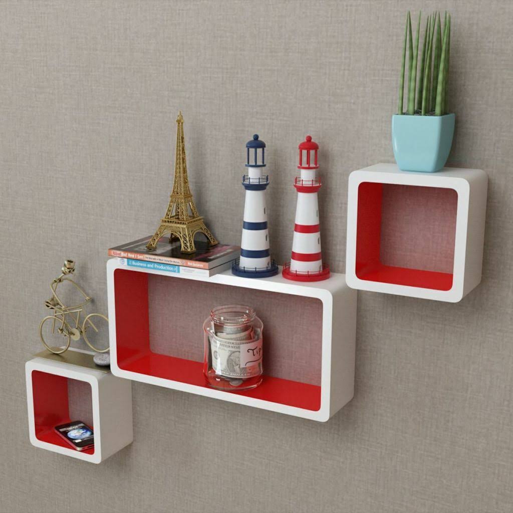 White and Pink Wall Cube Shelves 6 Pcs Q473