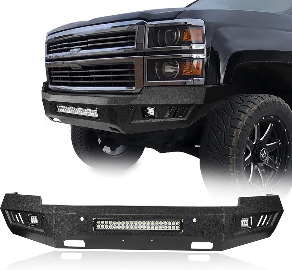 V8 GOD Silverado Full Width Front Bumper with LED Lights V19752