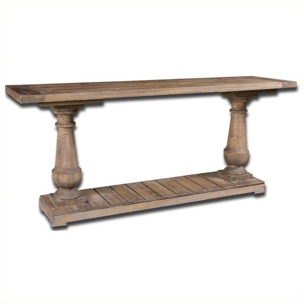 Rustic Reclaimed Fir Console Table in Stony Gray Wash L7329