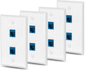 Cat6 Ethernet Wall Plate Outlet 1 Port RJ45 Keystone Coupler, White, Pack of 2 M876