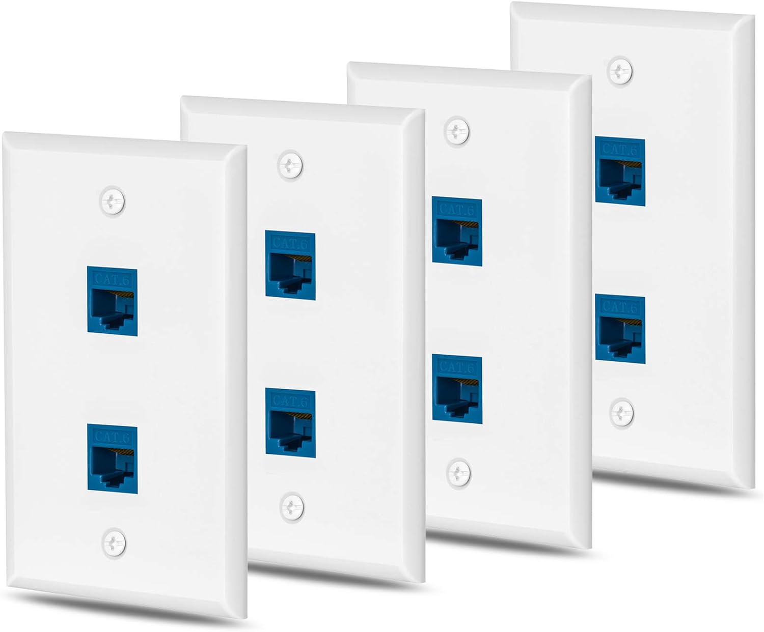 Cat6 Ethernet Wall Plate Outlet 1 Port RJ45 Keystone Coupler, White, Pack of 2 M876