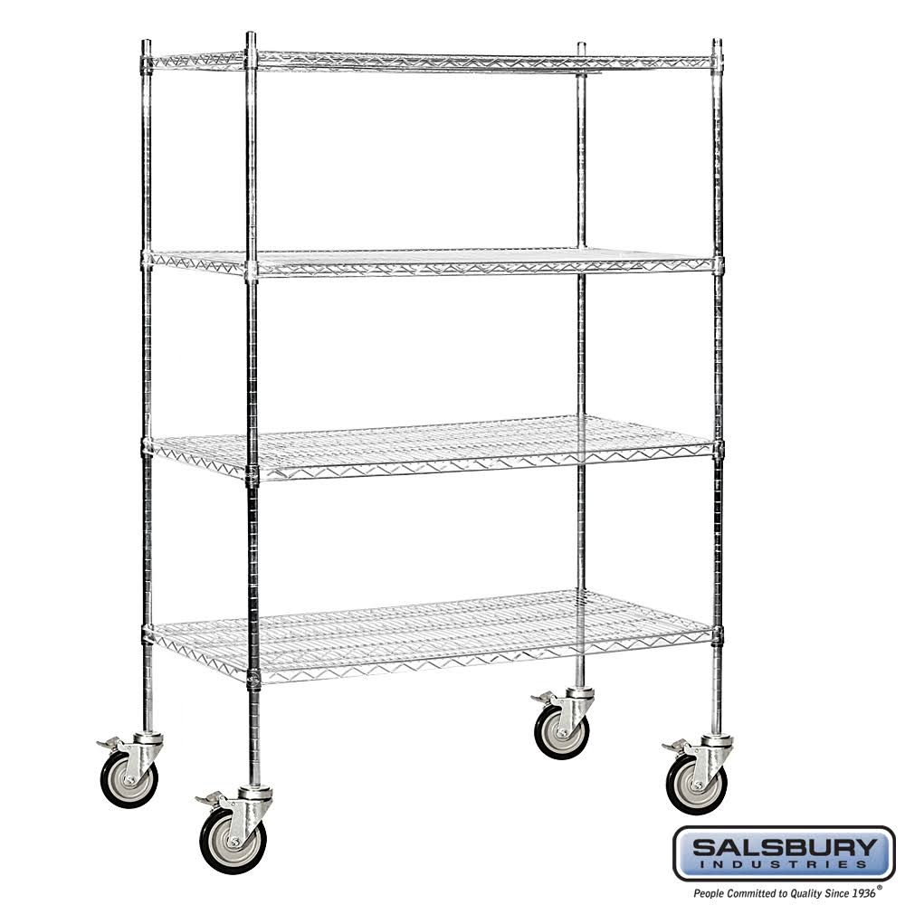 Wire 4 Shelf Shelving Unit Mobile Chrome K68158