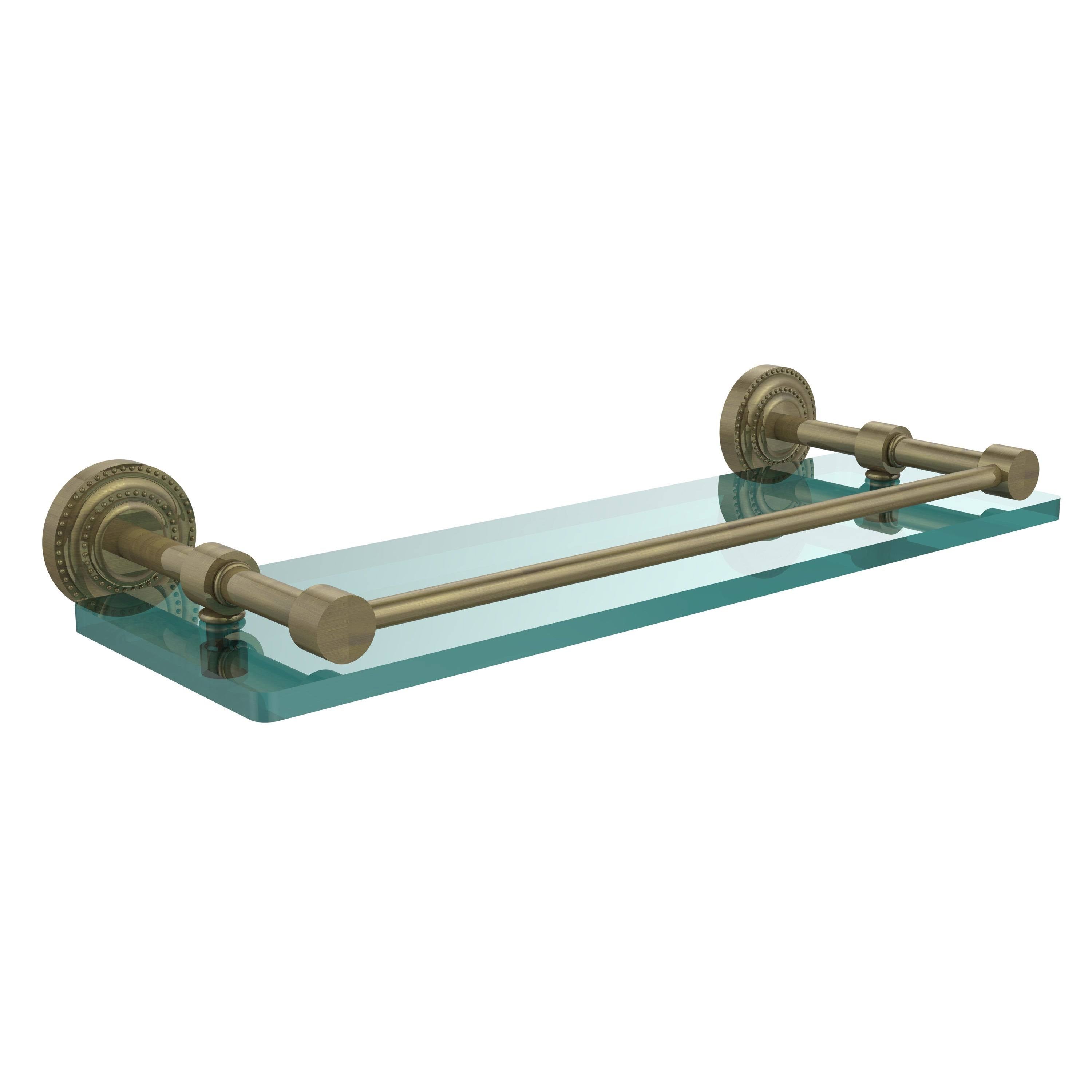 Satin Chrome Glass Shelf with Gallery Rail 16 inch H66436