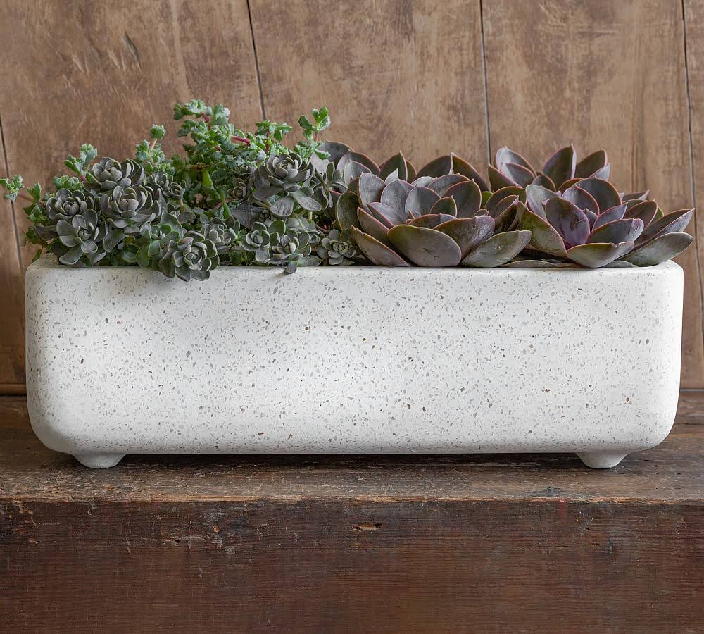 White Terrazzo Fiber Cement Cachepot P654967