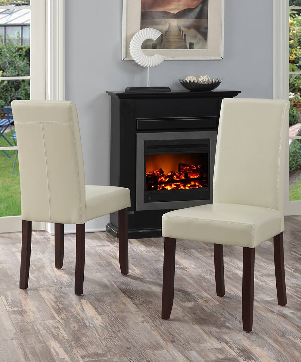 Faux Leather Parson Dining Chair, Satin Cream, Set of 2 Q325866
