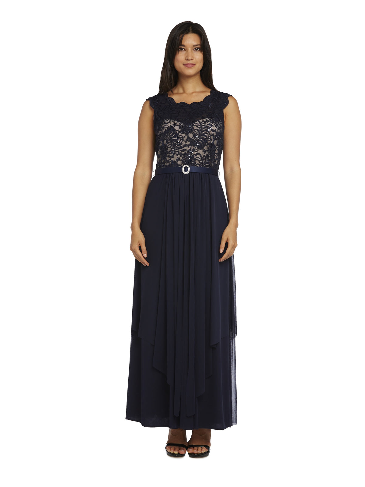 Purple/Blue/Beige Lace Evening Gown V6765