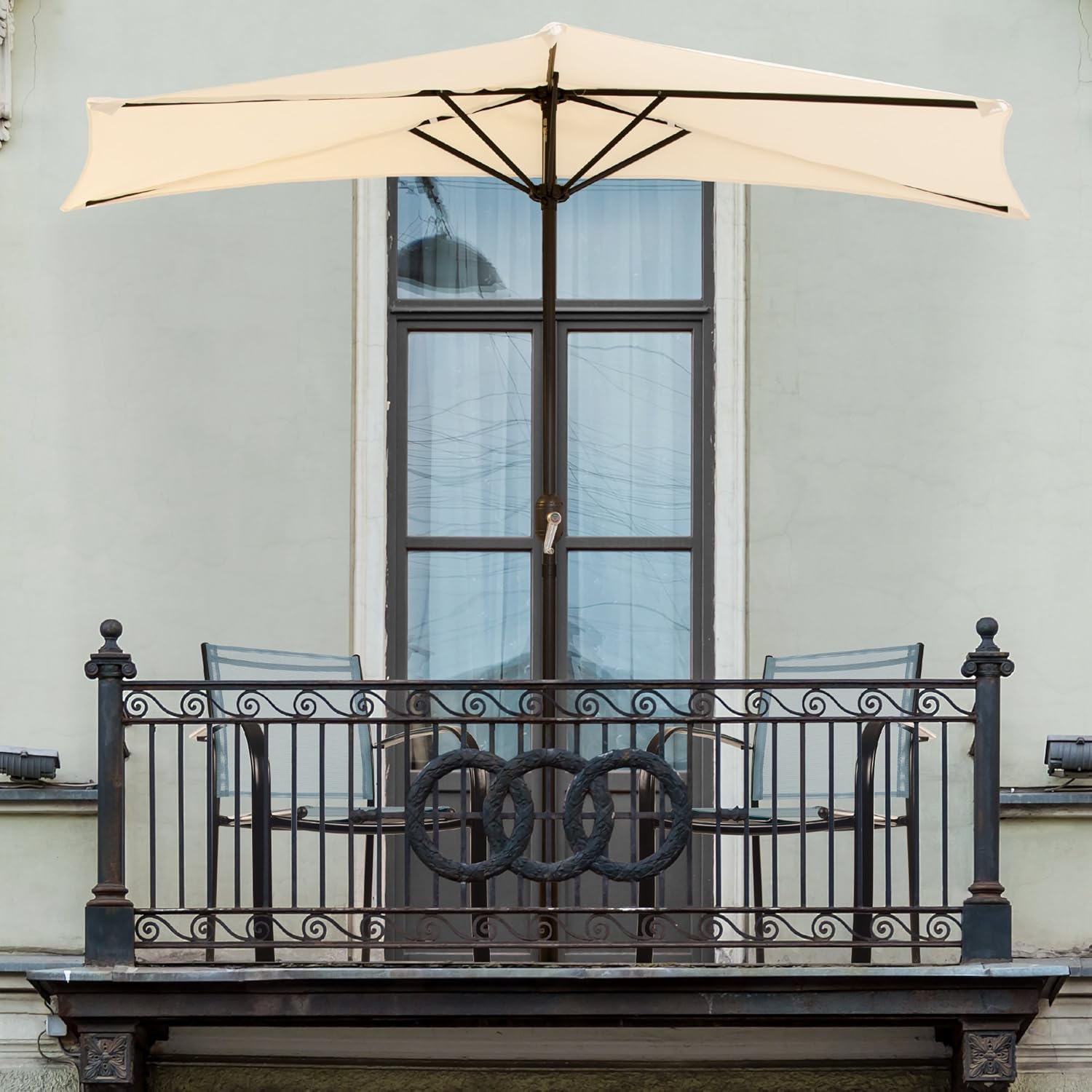 Tan 9-Foot Half Patio Umbrella C798407