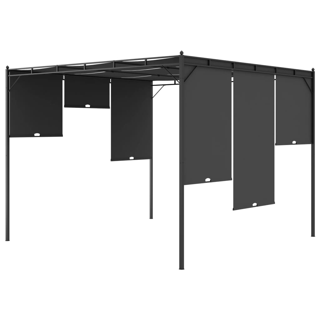 Garden Gazebo with Side Curtain 118.1"x118.1"x88.6" Anthracite M8261