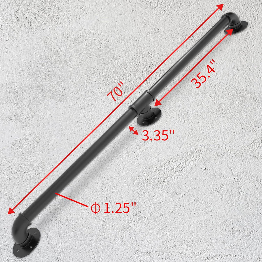 Wall Handrail 6FT/180CM, Galvanized Pipe Handrail, Pack of 2 W737