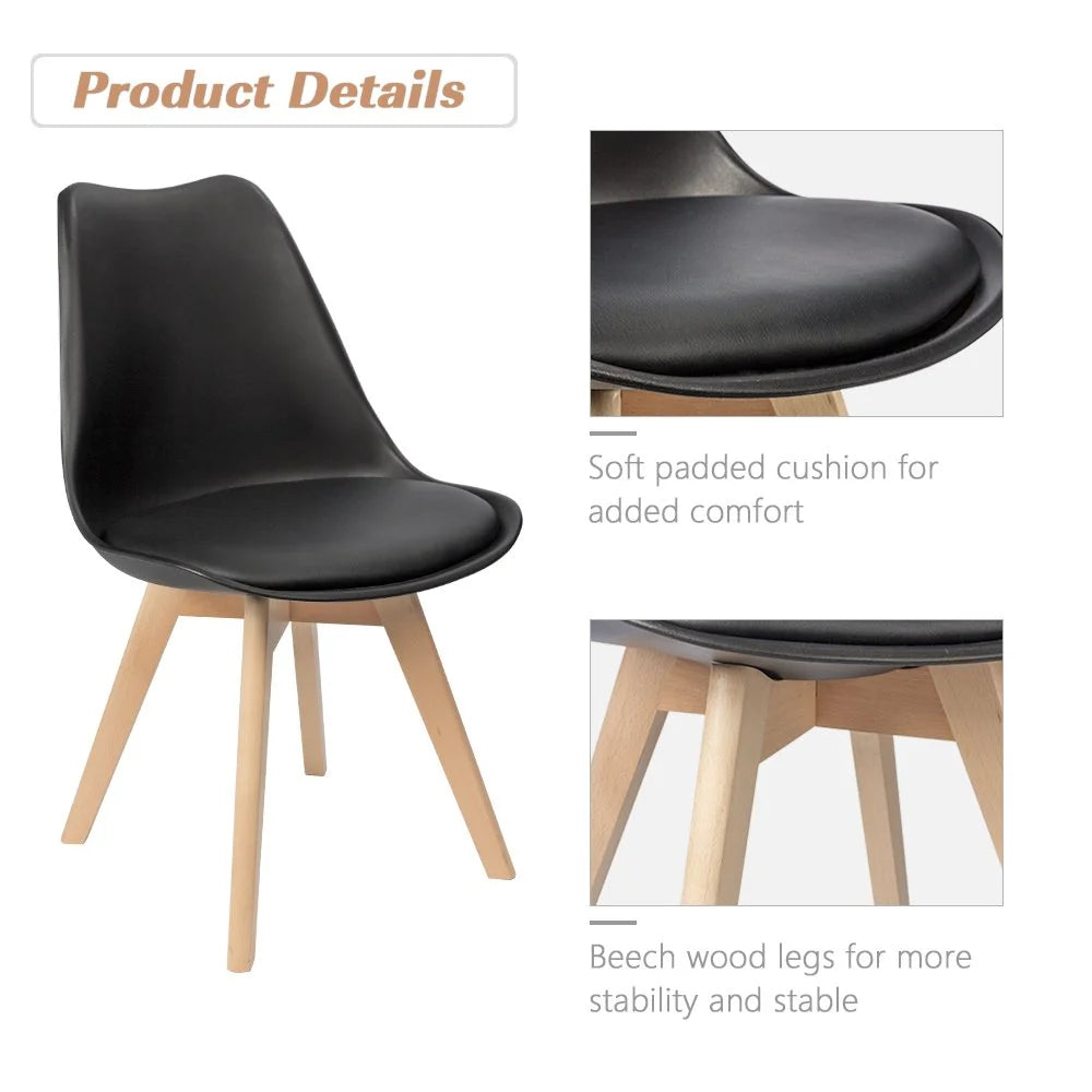 Black Upholstered Side Chair Set of 4 N8891
