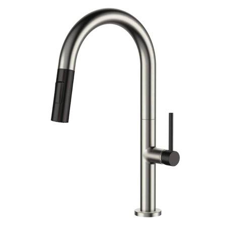 Satin Nickel/Black Pull Down Single Handle Kitchen Faucet G1363