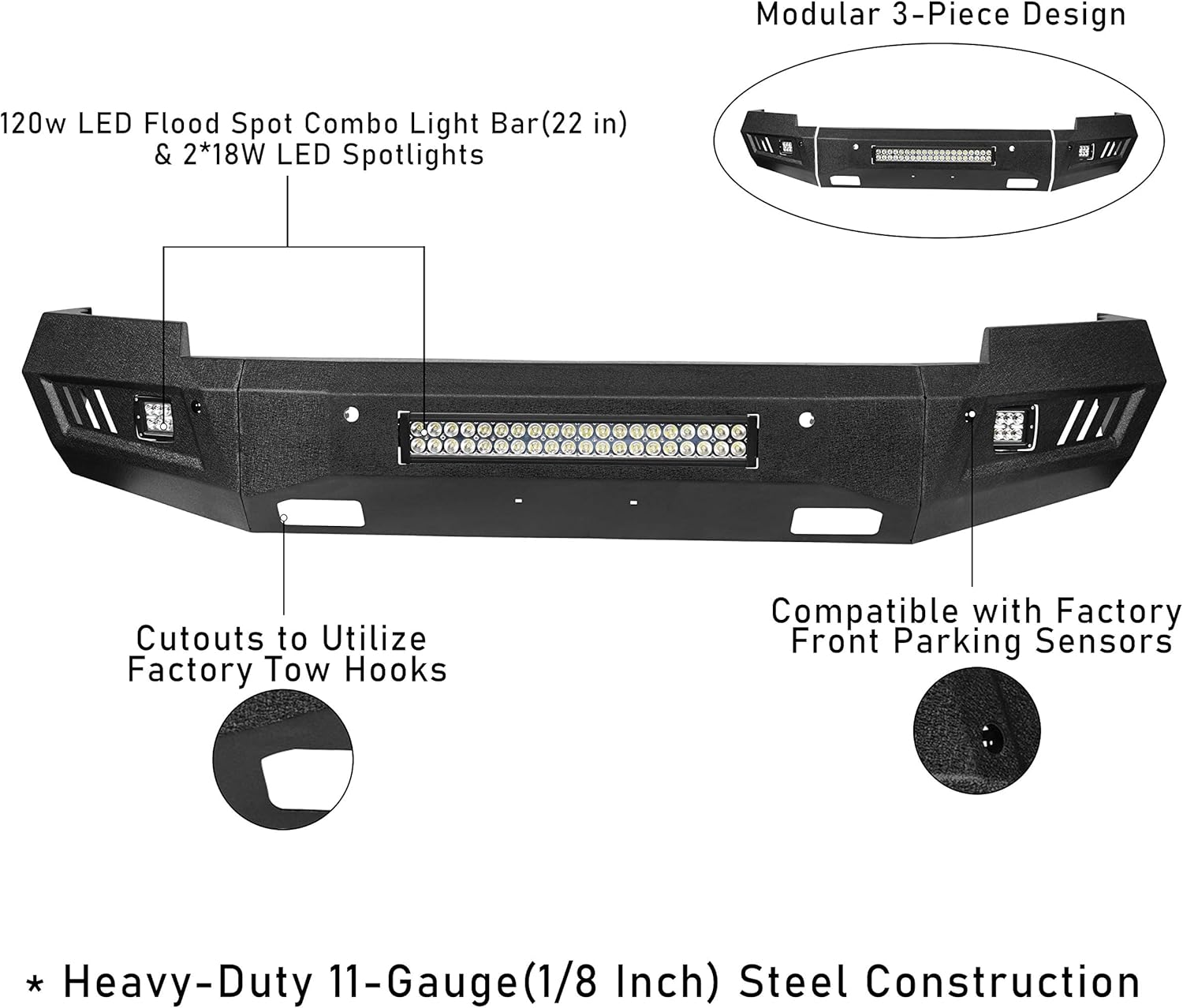 V8 GOD Silverado Full Width Front Bumper with LED Lights V19752