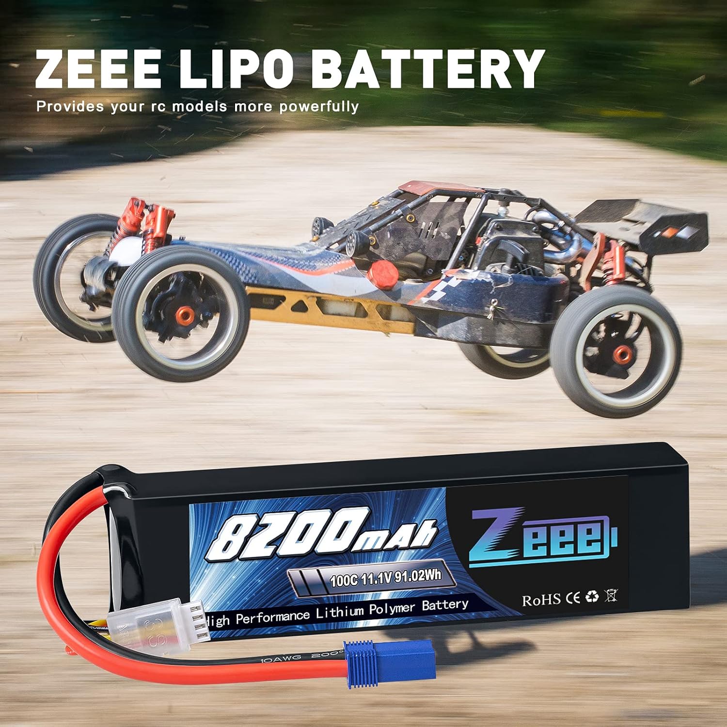 3S 8200mAh 11.1V 100C EC5 Connector Soft Case Lipo Battery (2 Pack) V2618