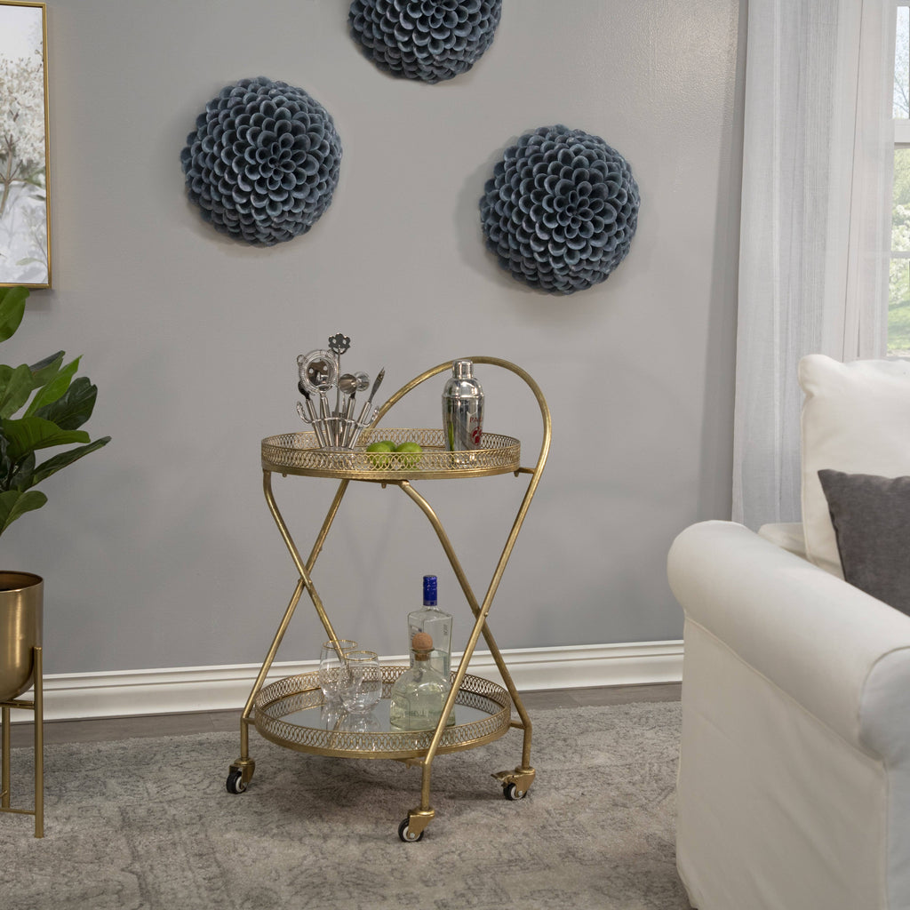 Gold Metal 2 Tier Bar Cart C77767
