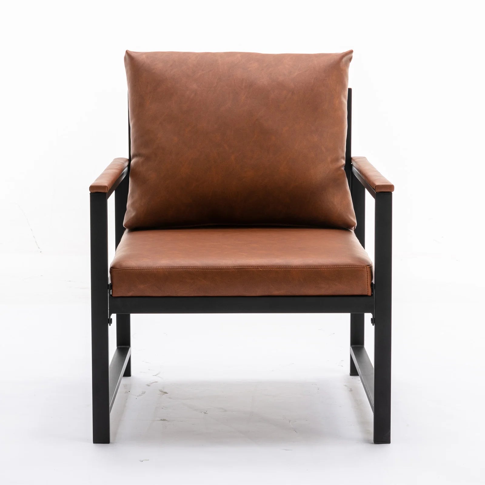 Orange Faux Leather Accent Chair with Black Metal Frame M818