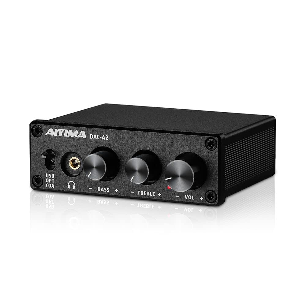 DAC-A2 Headphone Amplifier DAC with Bass Treble Controls, 24Bit 192kHz, Pack of 2 I53501