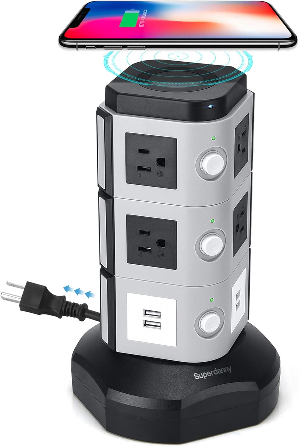 Gold 2 Pc Power Strip Tower with 12 AC Outlets and 6 USB Ports O8223