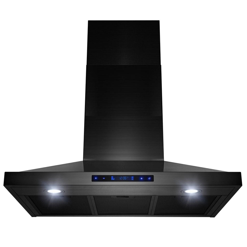 Black Stainless Steel Wall Mount Kitchen Range Hood with Touch Panel X84081