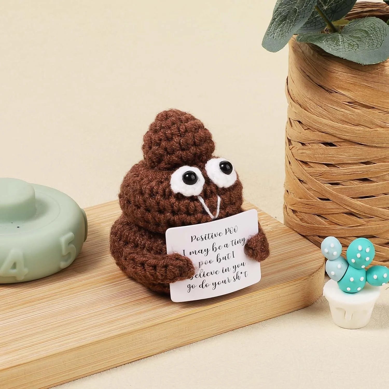 3 Inch Crochet Doll with Positive Cards Q843
