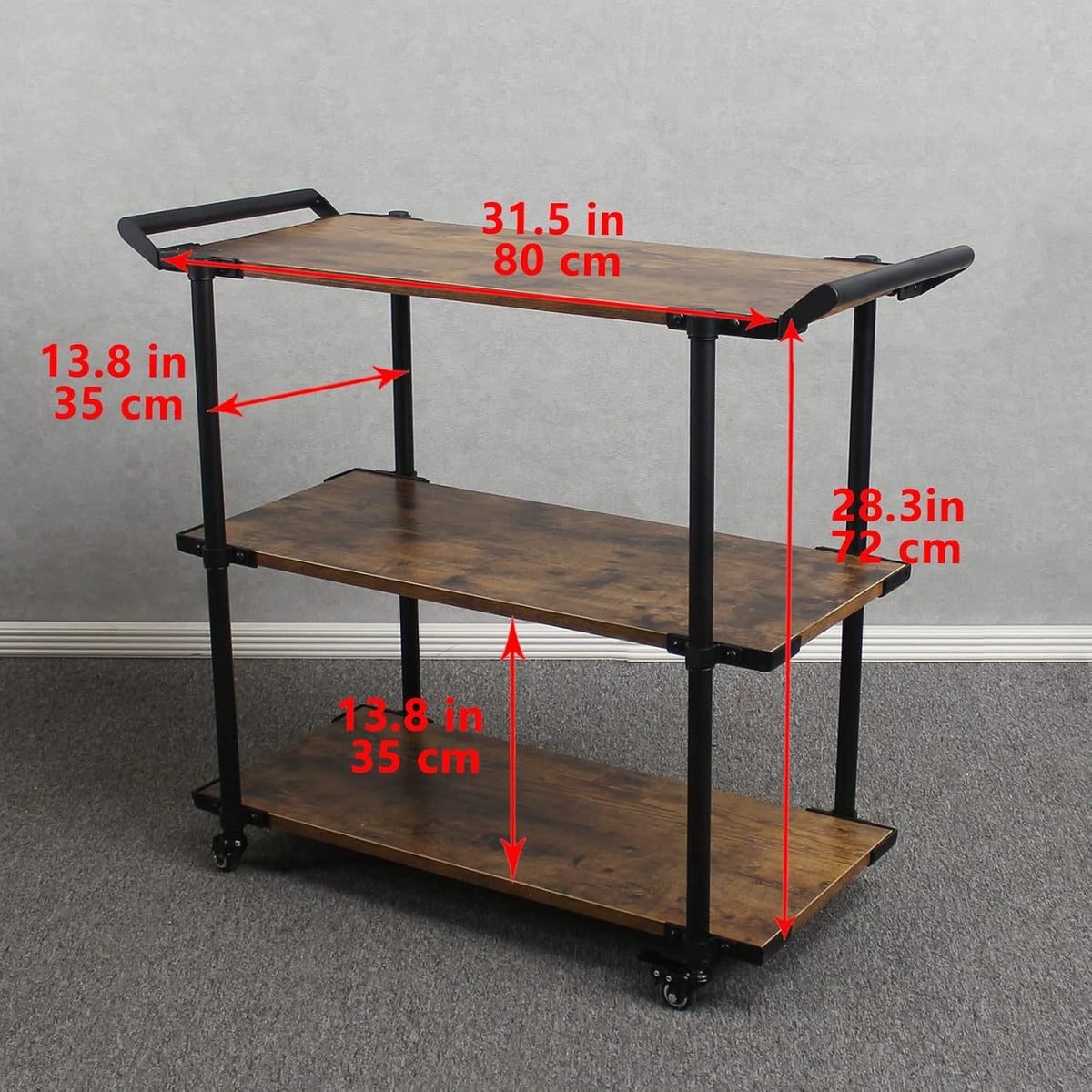 3-Layer Bar Serving Cart on Wheels Q717058