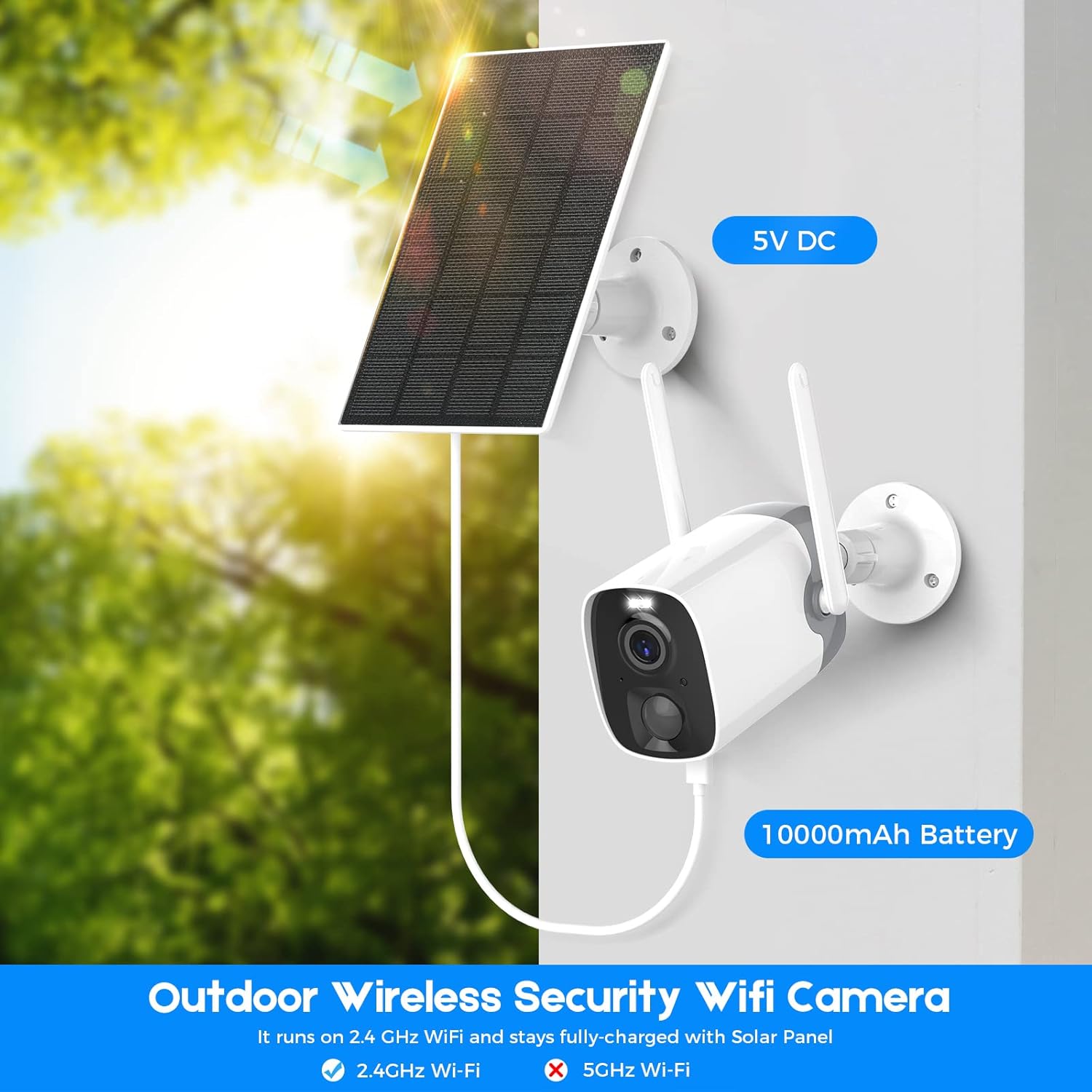 Solar Security Camera Wireless Outdoor 1080P WiFi Y31828