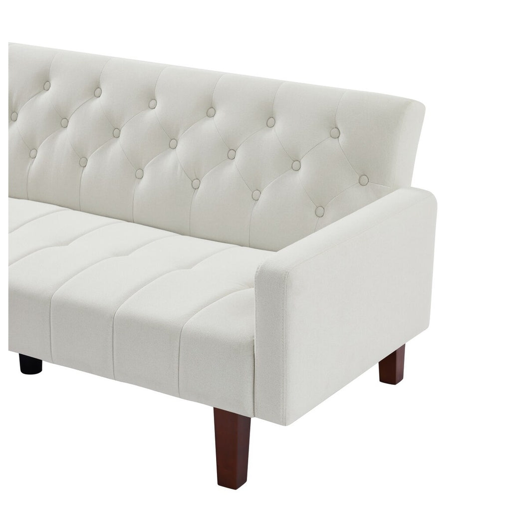 Beige Linen Futon Sofa Bed Z313326
