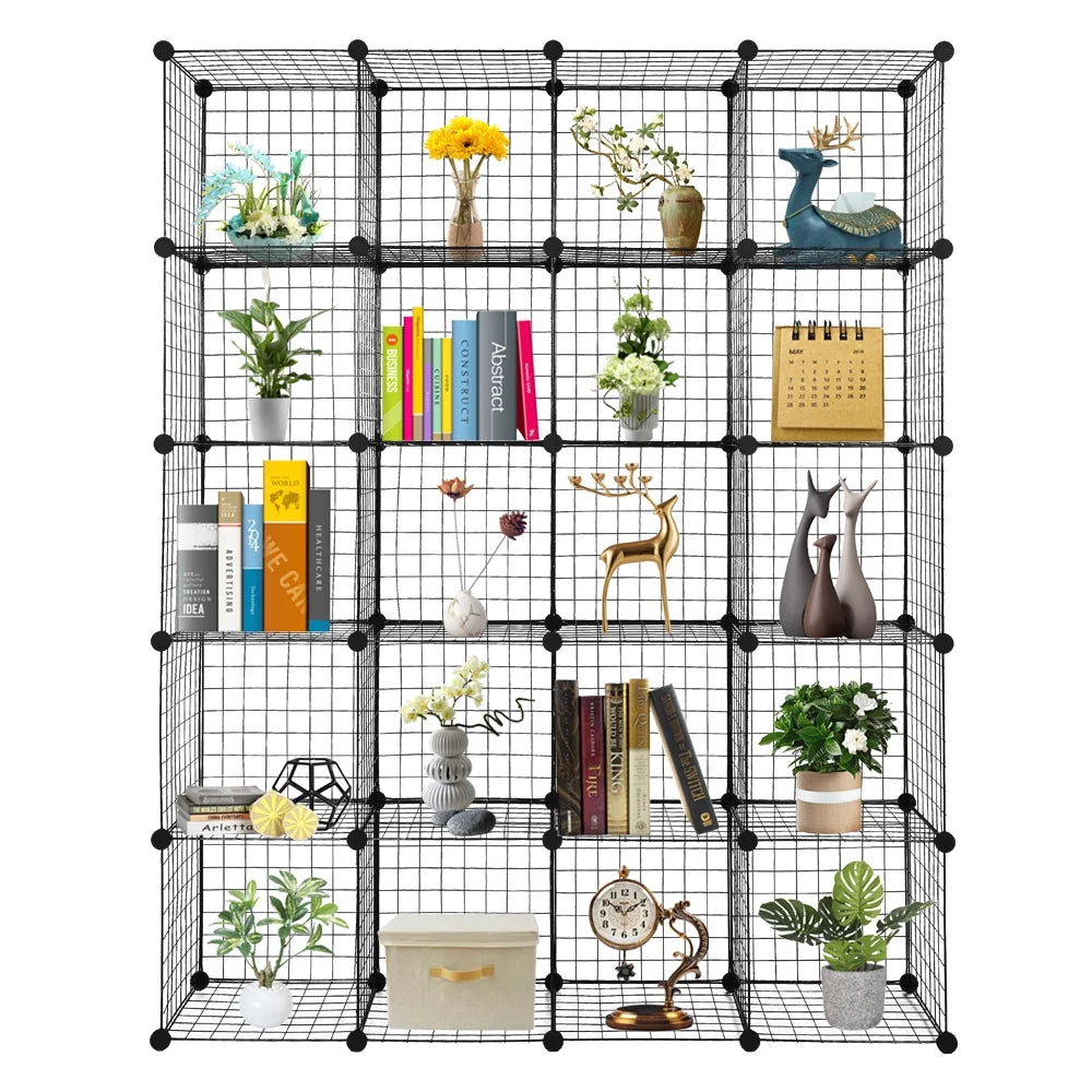 Black Metal 20-Cube Organizer Shelves D908