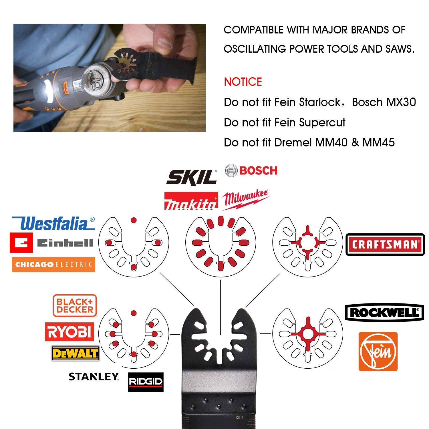 50 Wood Oscillating Multi Tool Saw Blades B4211