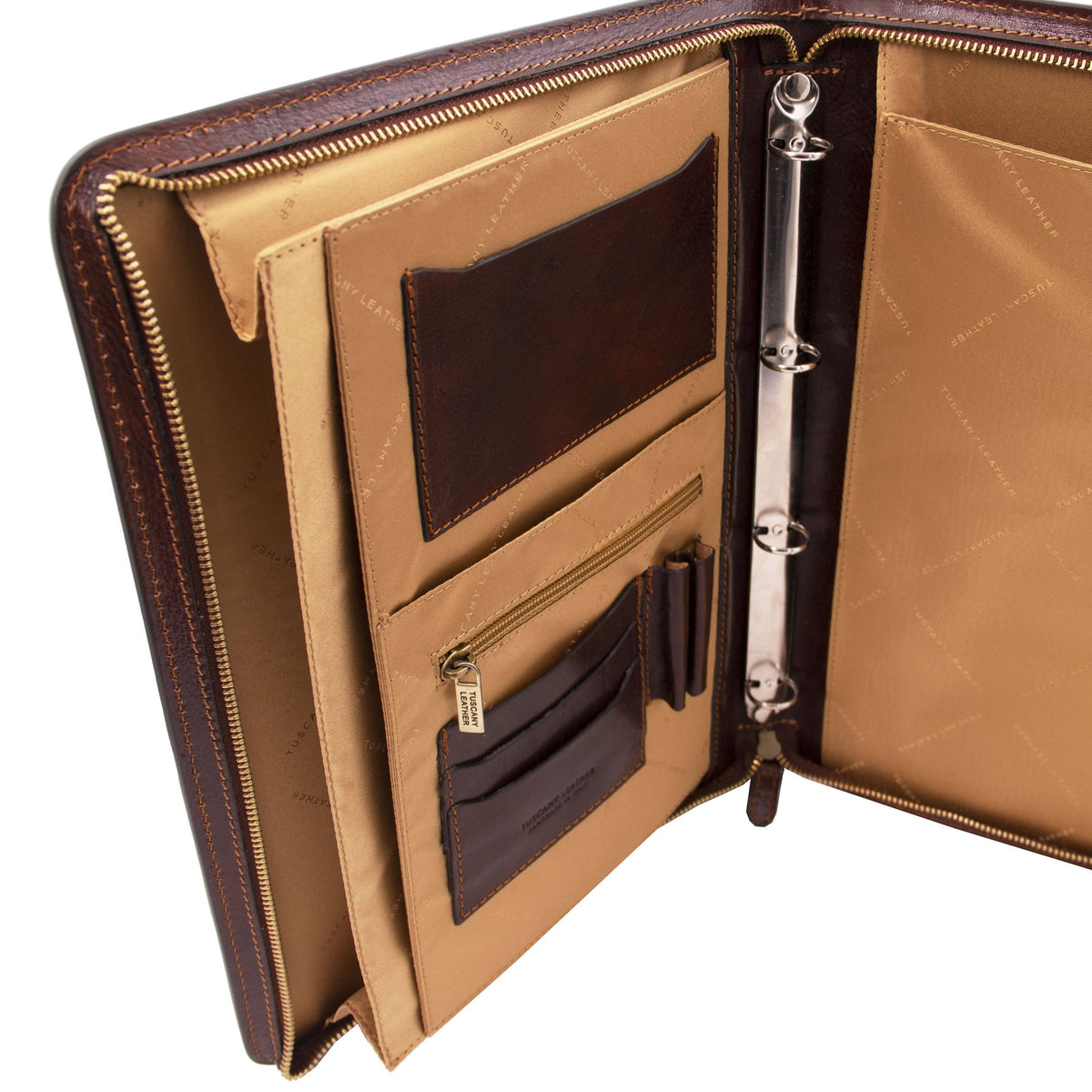 Brown Leather Document Case with Ring Binder D989