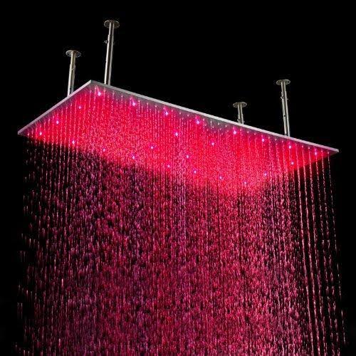 Oil Rubbed Bronze Ceiling Mount Rainfall LED Shower Head I930