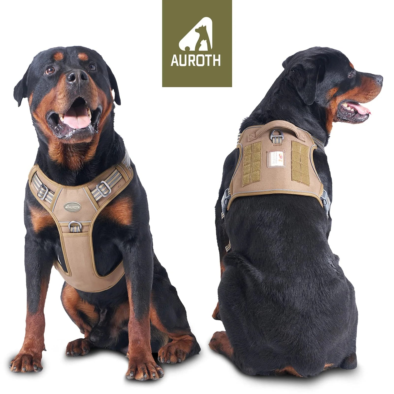 Army Yellow No Pull Dog Harness with Handle S1515