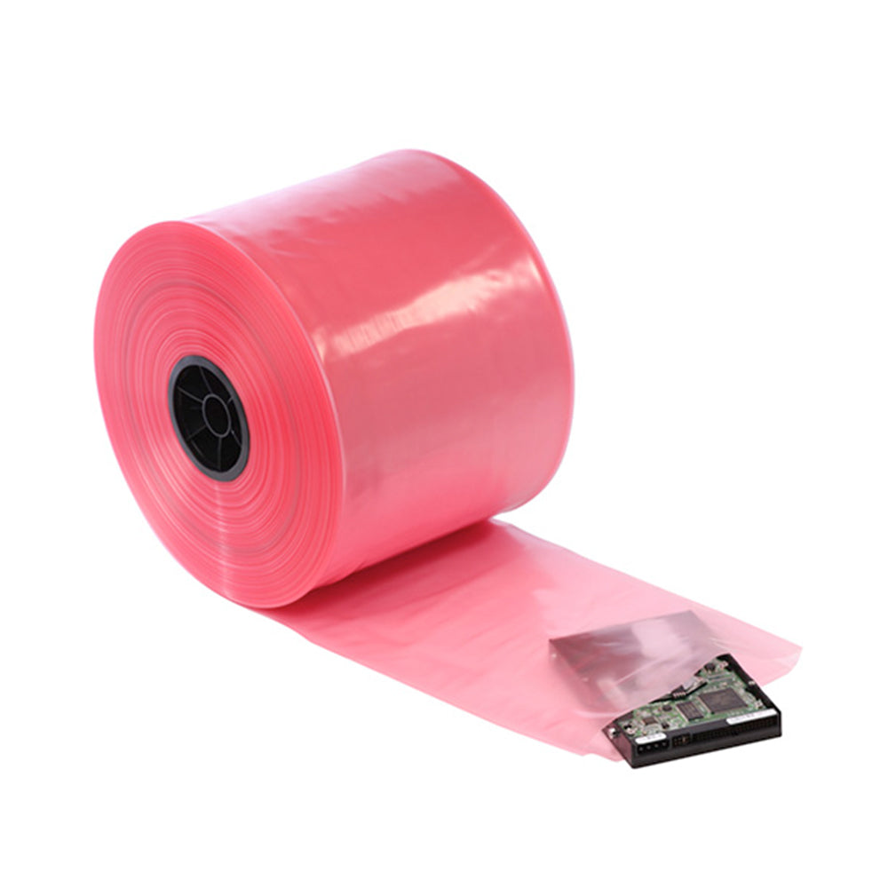 12'x750" Anti-Static Poly Tubing Roll 4 Mil, Pink, 1 Roll E717