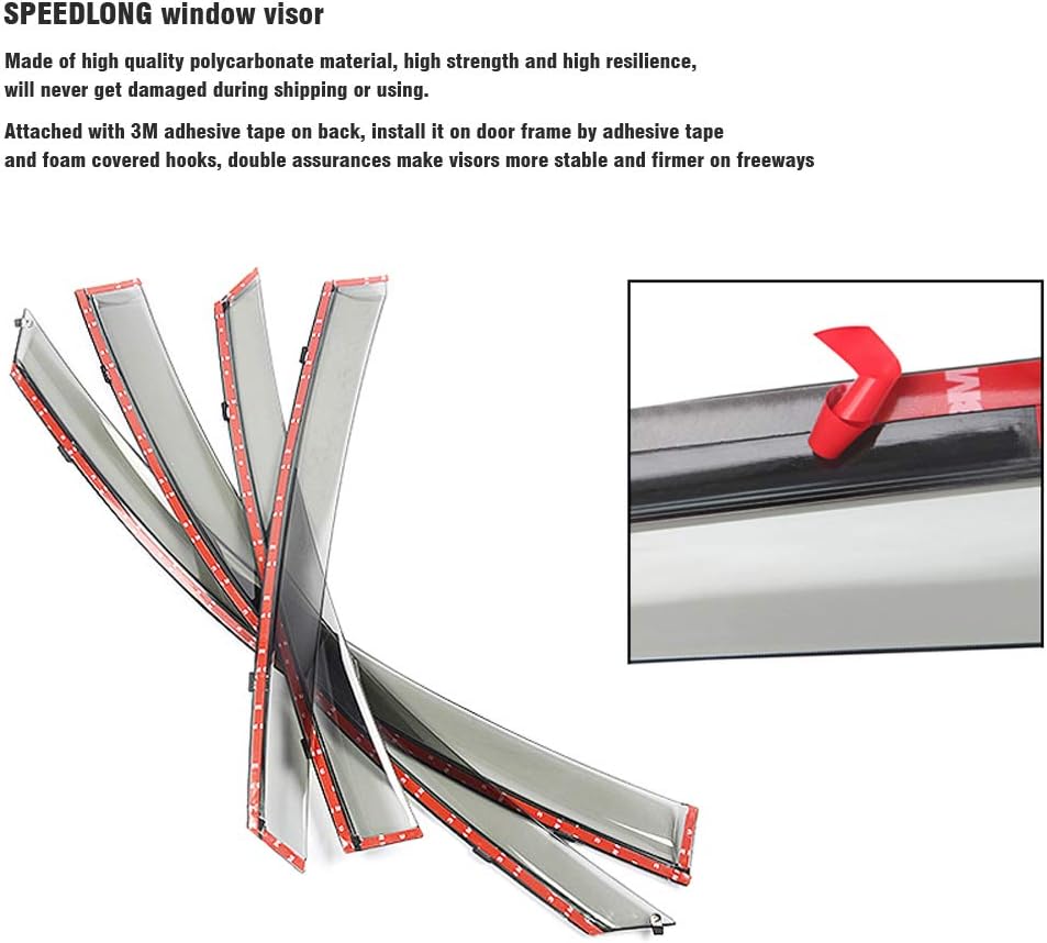 Car Window Visor Vent Shade Deflector Sun/Rain Guards Pack of 2 J322158