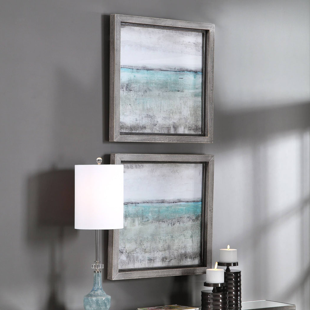 Aqua Horizon Framed Prints Set of 2 V5828