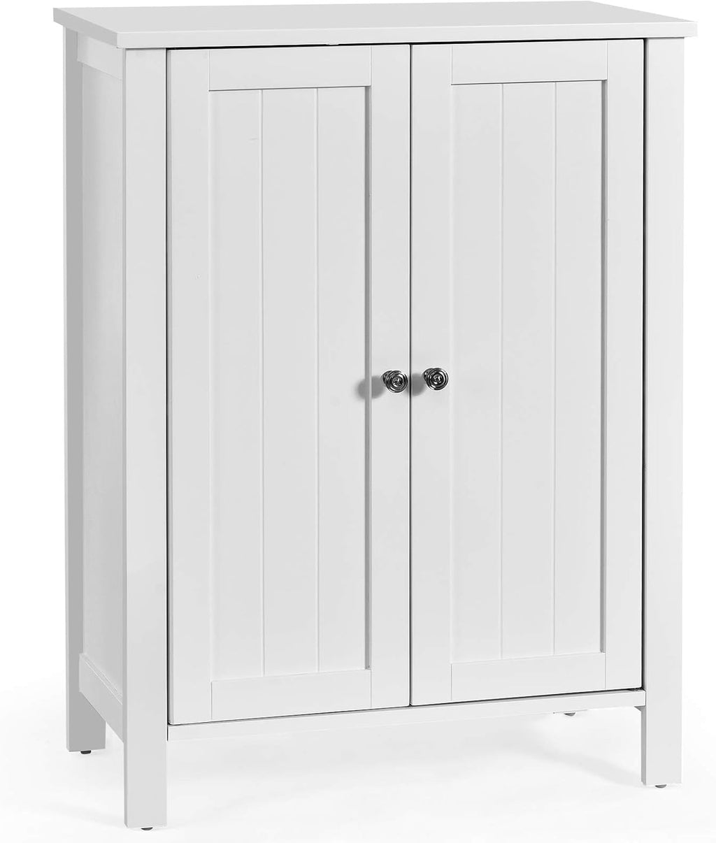 White 3 Tier Bathroom Floor Cabinet with Double Door L251323